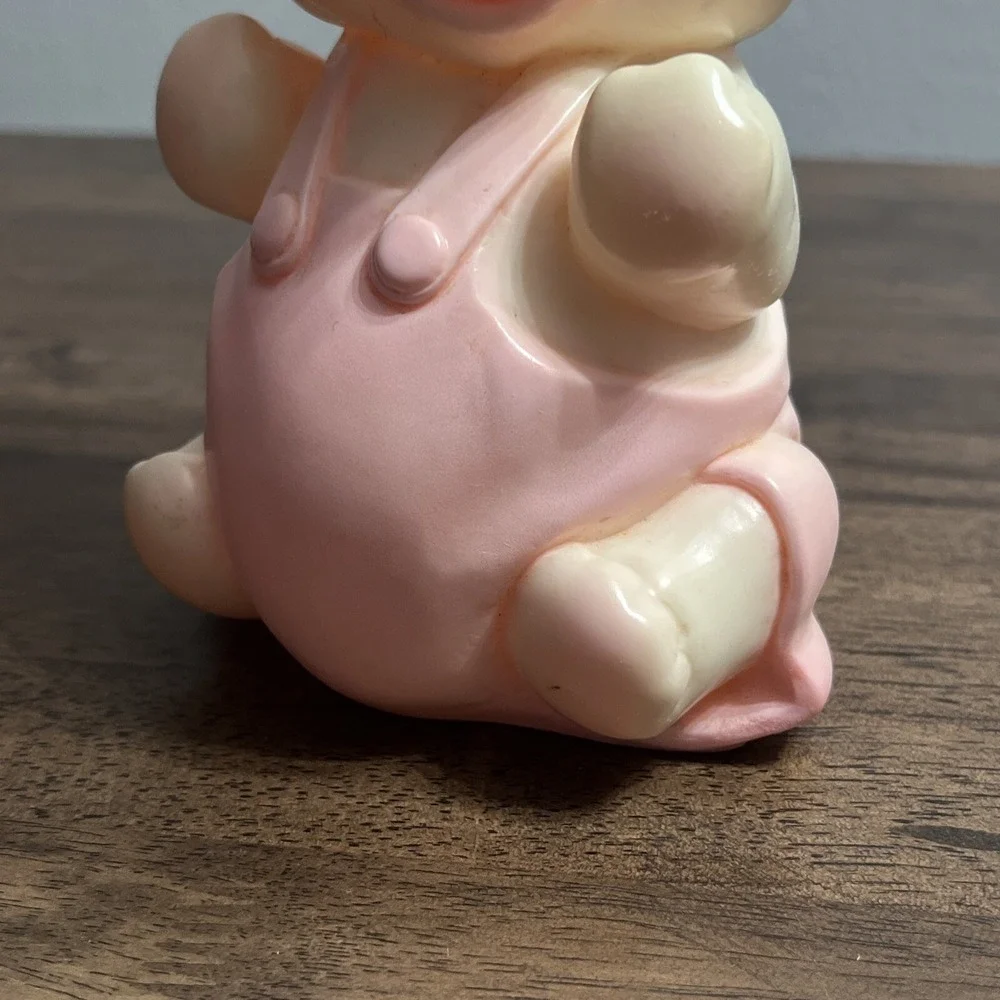 Vintage Retro Sanitoy 70's Pink White Elephant Squeaker Toy Nursery Squeaks‎